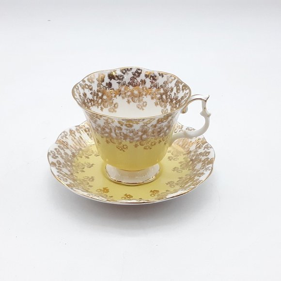 Yellow Tea Cup & Saucer by Royal Albert Cascade Series - Picture 3 of 11